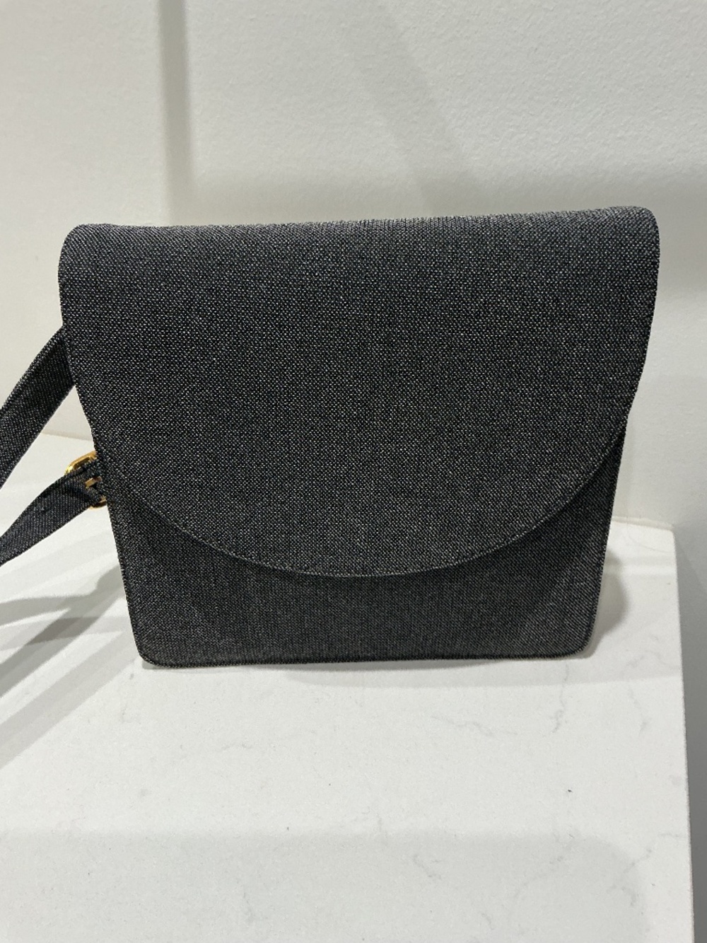"Vintage Browns Couture Charcoal Grey Textured Woven Crossbody Handbag".